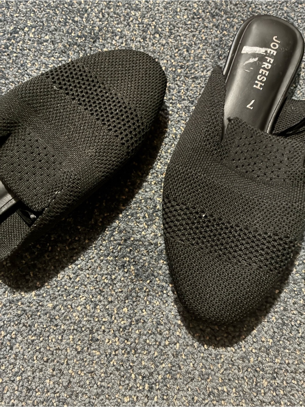 New Without Tags ~ Joe Fresh Black Knit Slip-On Mule Slides - Picture 2 of 3
